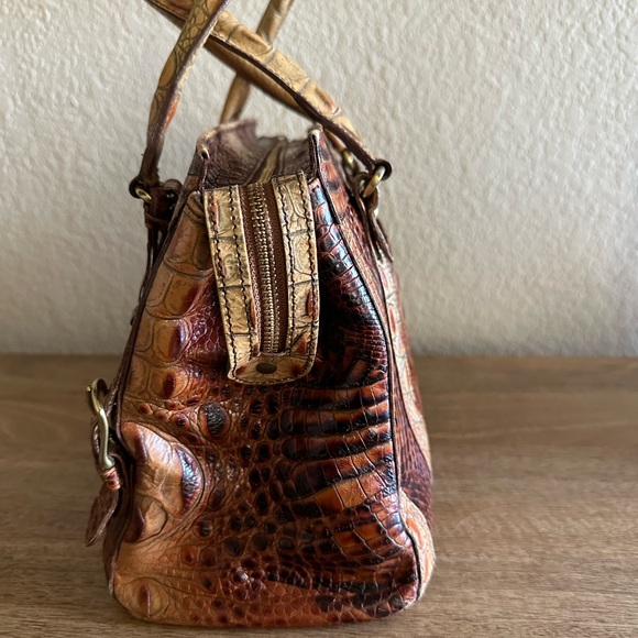 Brahim brown Melbourne signature croc-embossed leather satchel. Genuine leather. - Picture 4 of 11